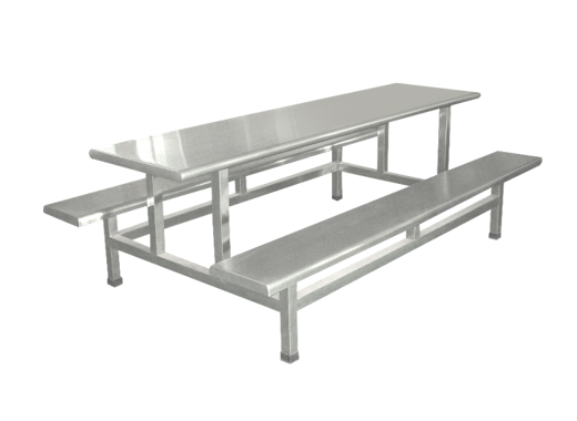 Eight-person stainless steel stool dining table